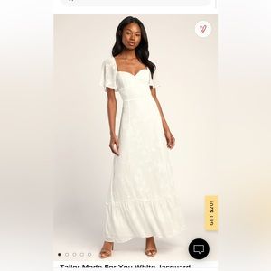 Lulus NWT Tailor Made For You White Jacquard Lace-up maxi dress